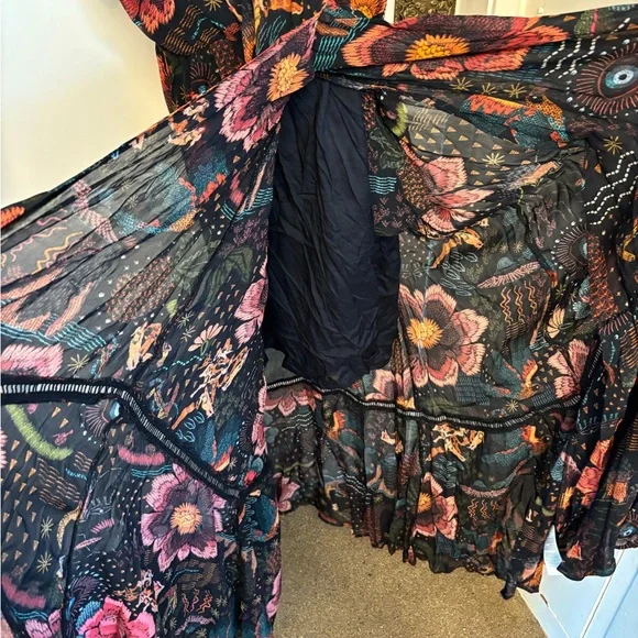 FARM Rio Black and Orange Flutter Sleeve Maxi Sundress - Picture 8 of 11